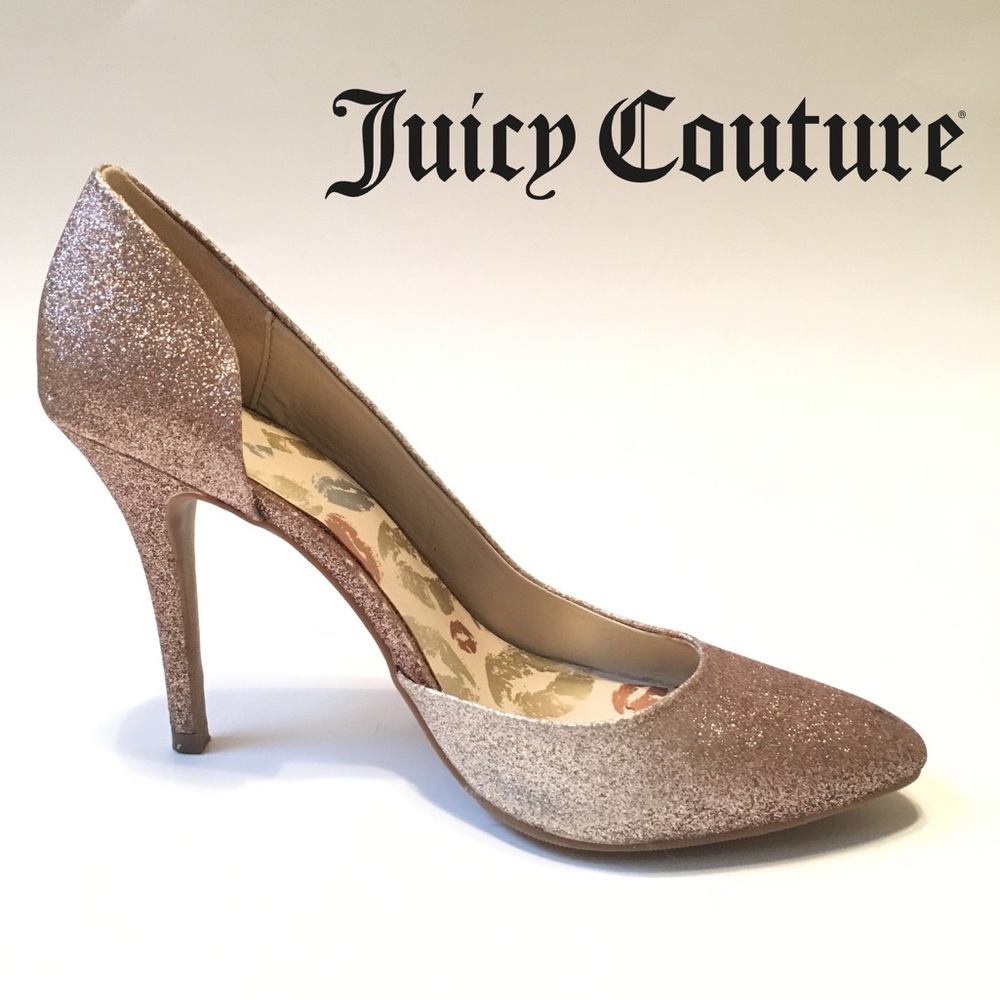 JUICY COUTURE Gold Bronze Glitter Heels Pumps